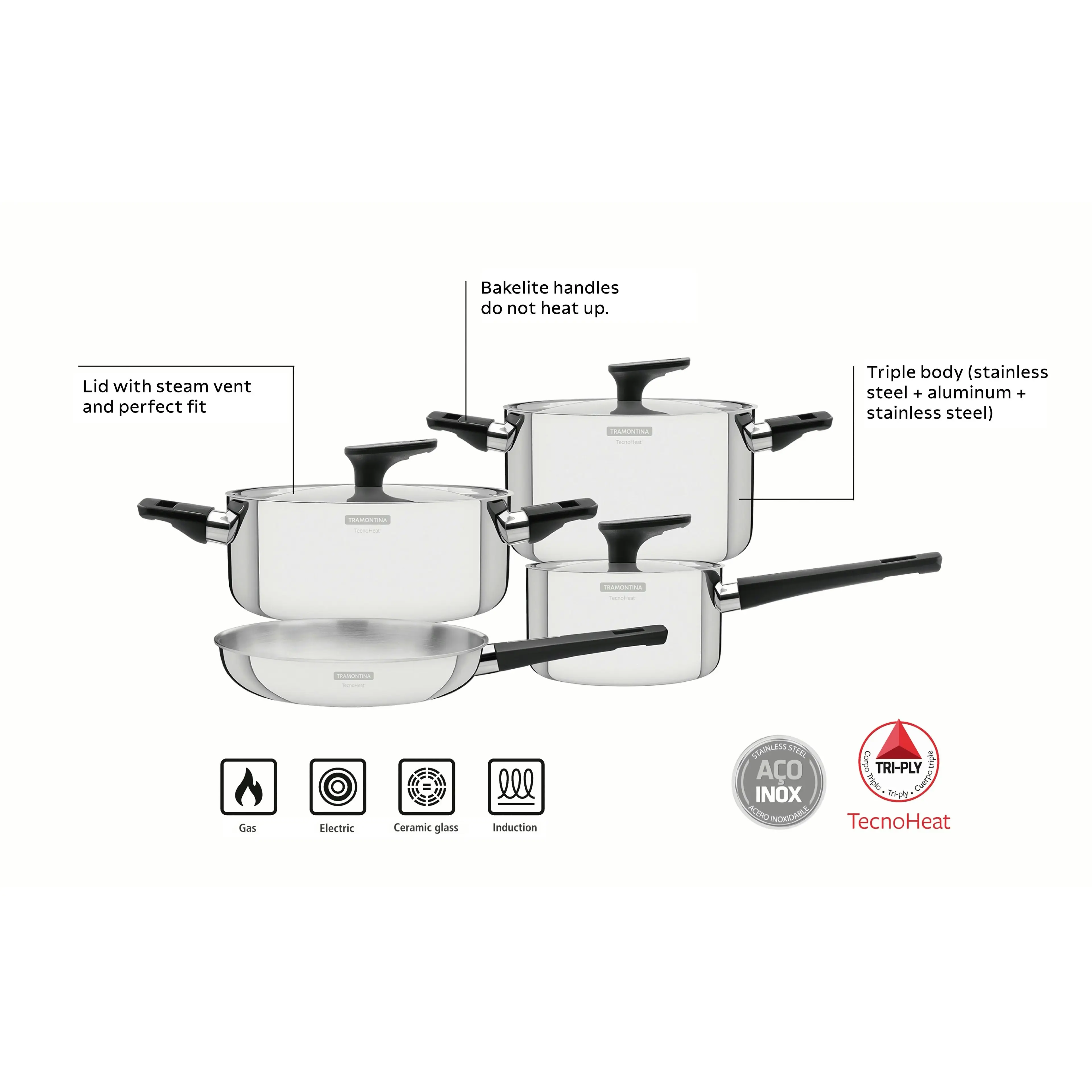 Tramontina Grano 4Pc Cookware Set