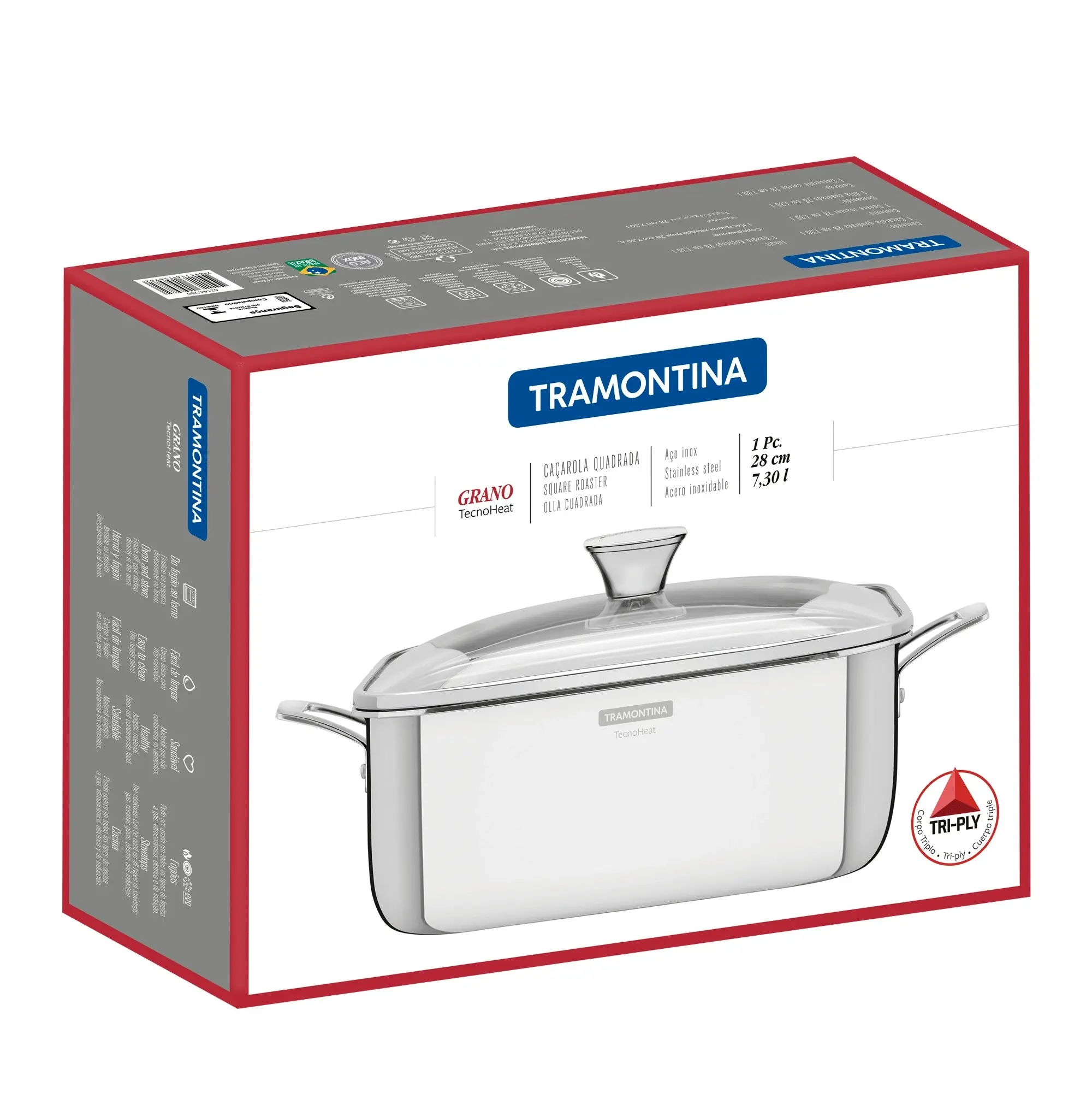 Tramontina Grano Casserole, Square 28cm, 7.3L