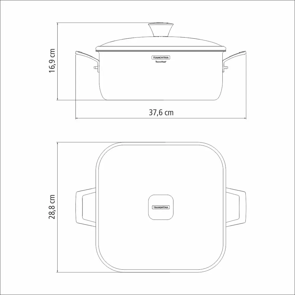 Tramontina Grano Casserole, Square 28cm, 7.3L