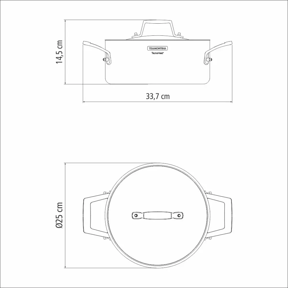 Tramontina Grano Casserole, Shallow 24cm, 4.4L