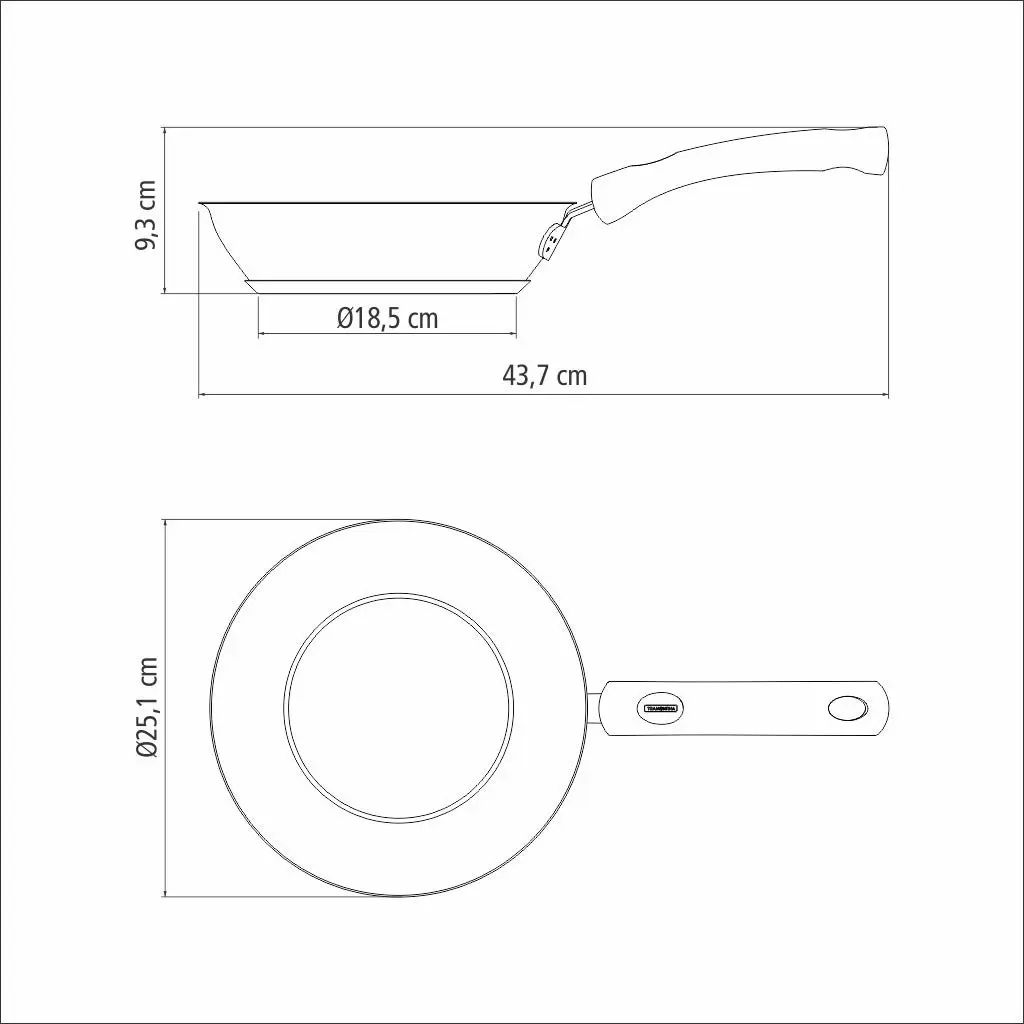 Tramontina Solar Non Stick Shallow Frying Pan, 24cm, 2.1L