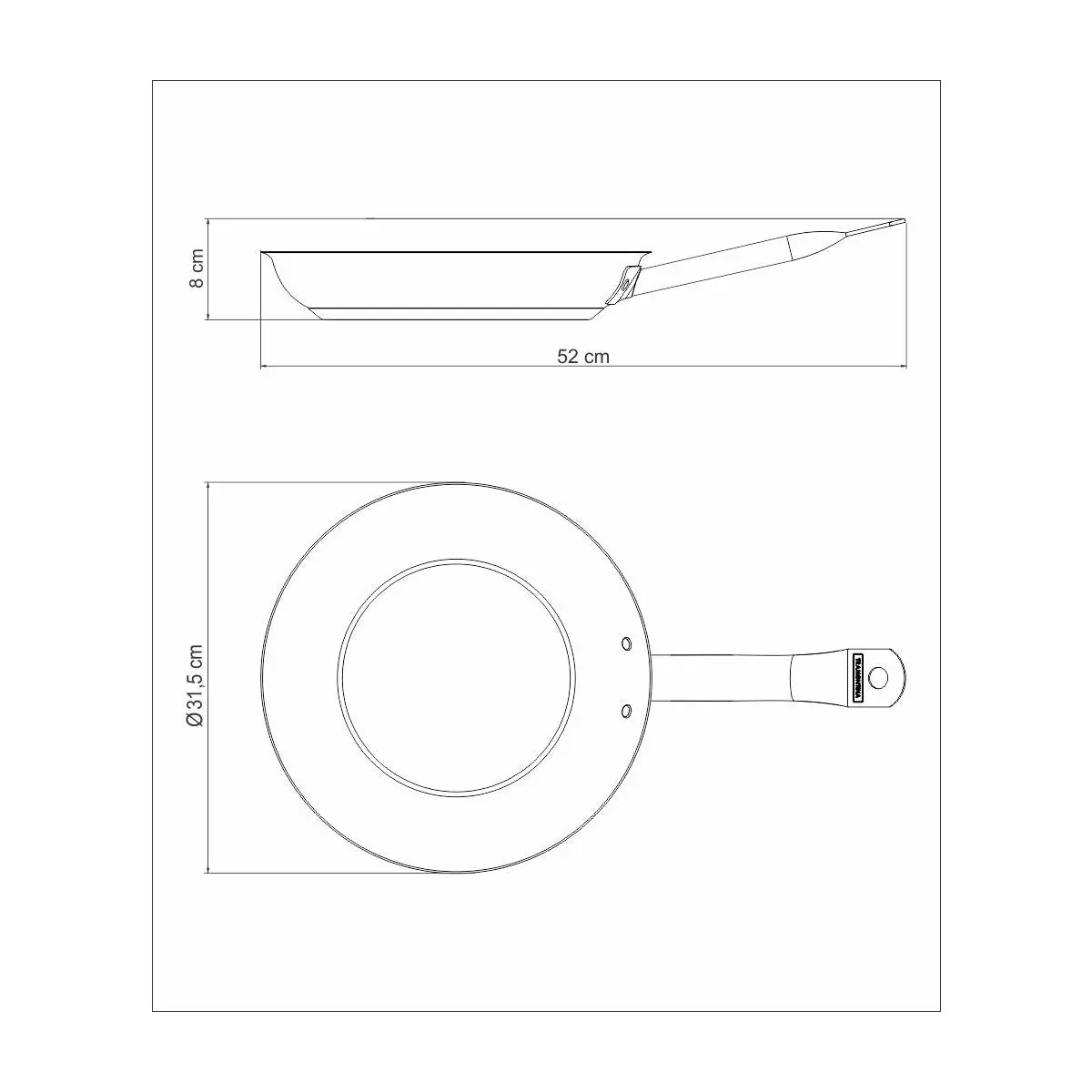 Tramontina Professional Non Stick Stainless Steel Frying Pan, 30cm, 2.9L