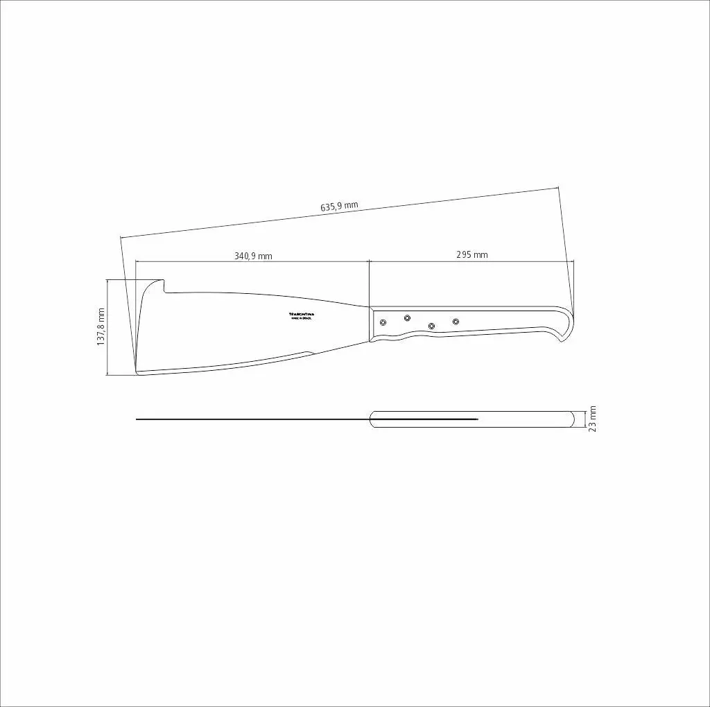 Tramontina 13' Sugar Cane Machete with Carbon Steel Blade and Wood Handle