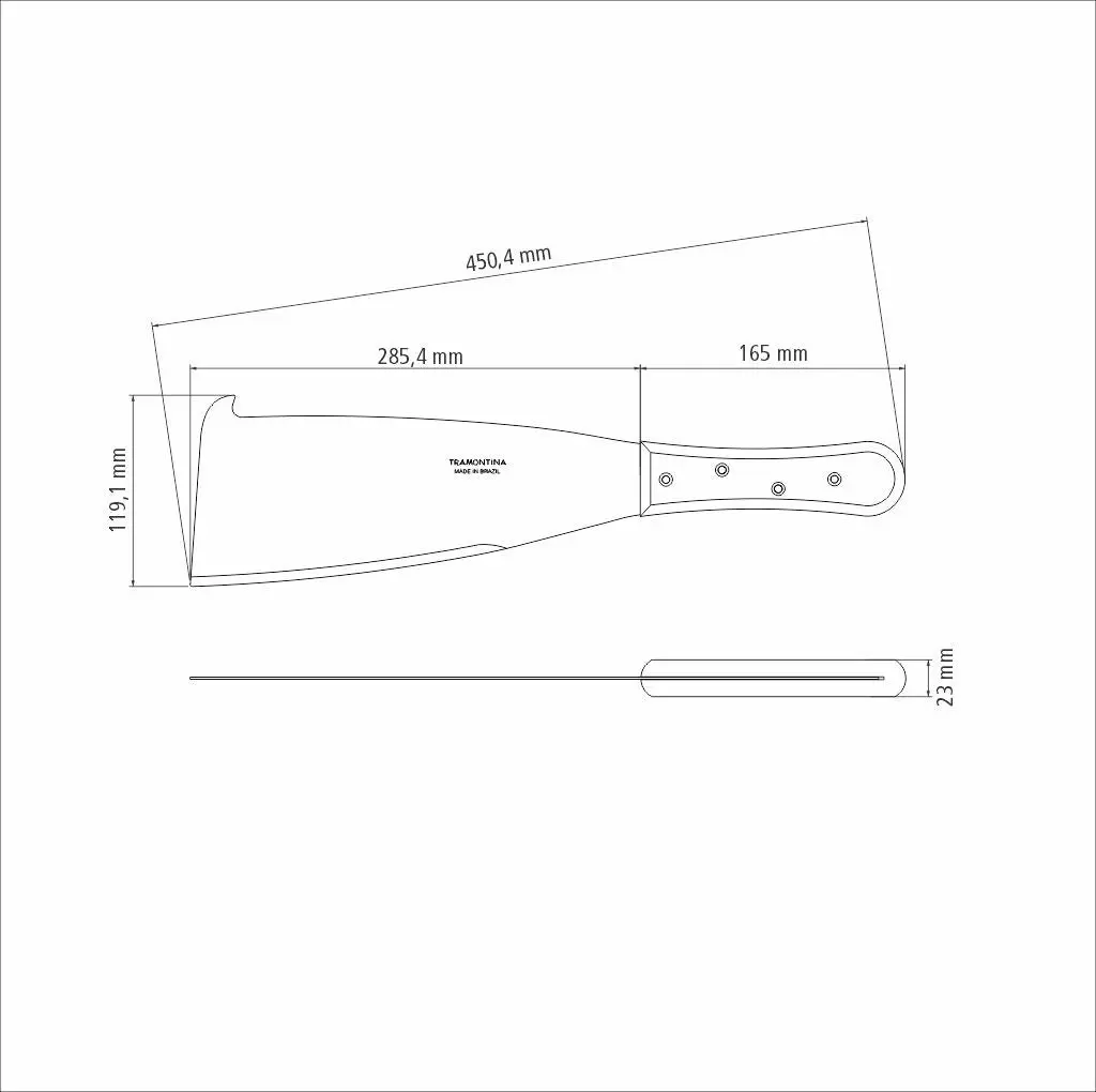 Tramontina Sugar Cane Machete with Carbon Steel Blade and Wood Handle