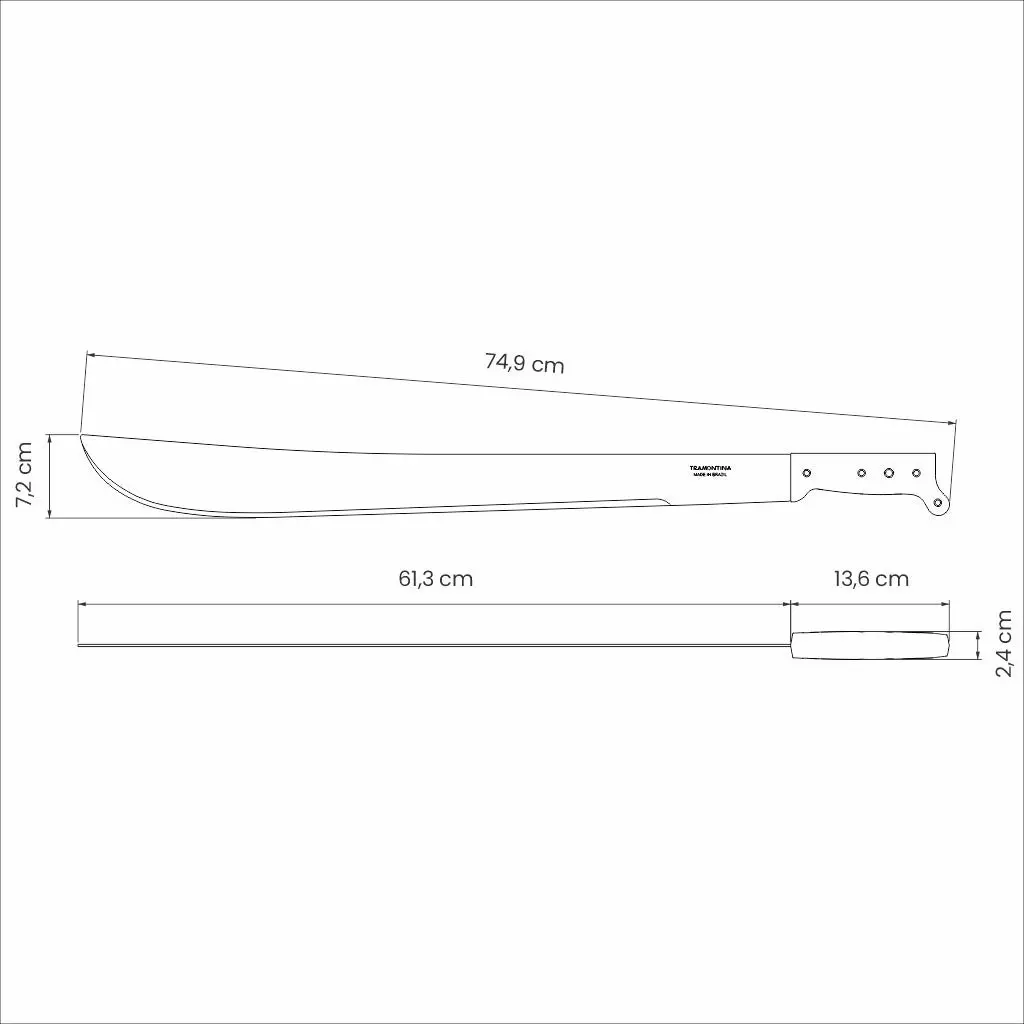 Tramontina Machete with Carbon Steel Blade and Black Polypropylene Handle