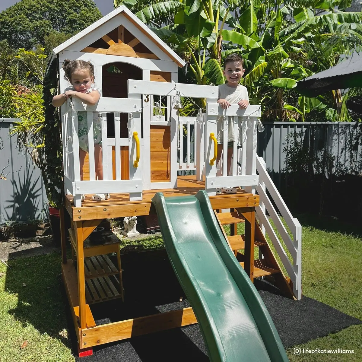 Lifespan Kids Silverton Cubby House with 1.8m Green Slide