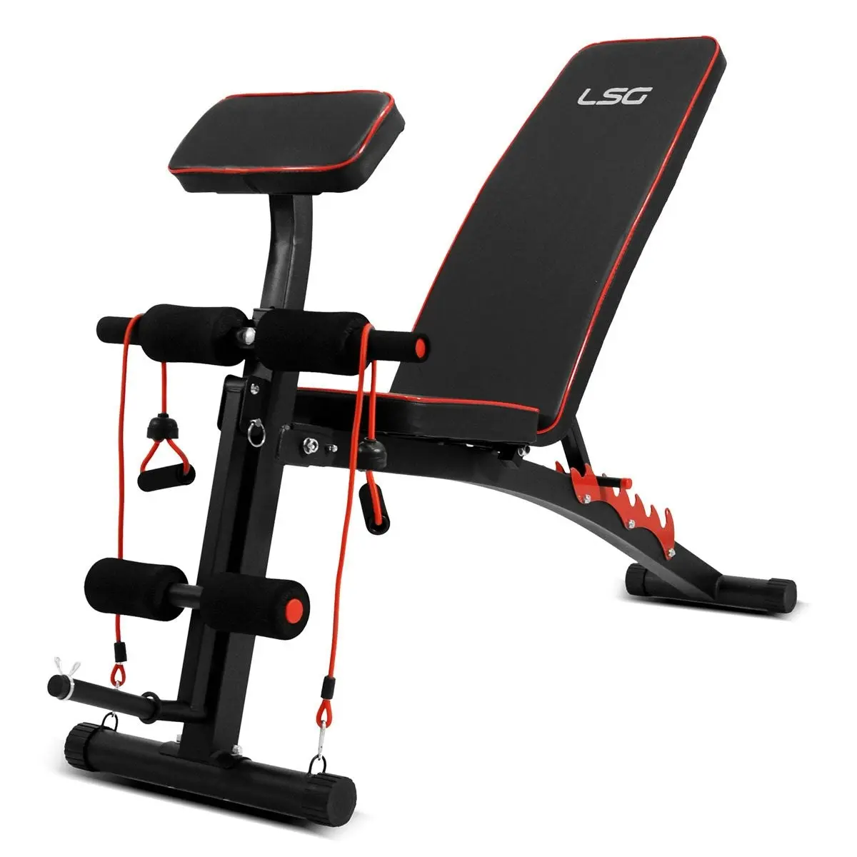 LSG GBN-007 6 Level FID Bench & Preacher Pad + 85kg Weight & Bar Package