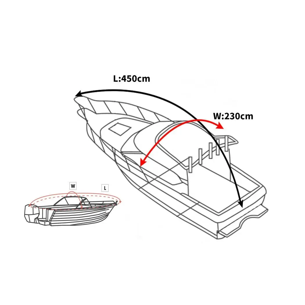 Traderight Group  12-14 FT  Boat Cover Trailerable Weatherproof 600D Jumbo Marine Grade Heavy Duty