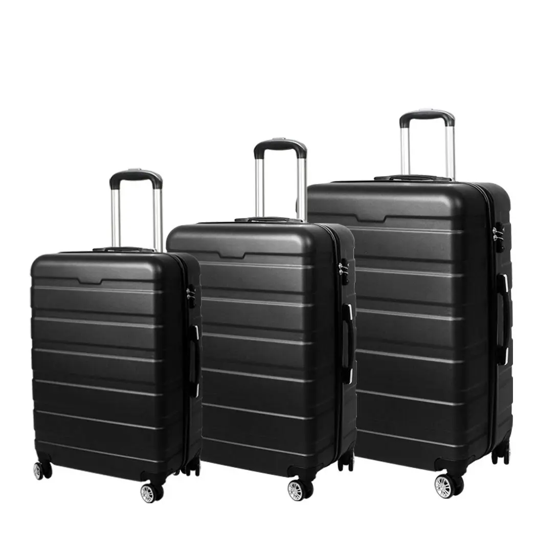 Slimbridge 3PC Luggage sets Suitcase 20" 24" 28" Set Travel TSA Hard Case Black