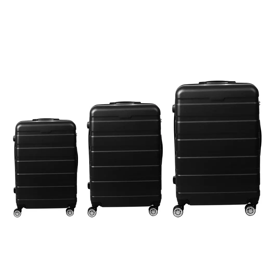 Slimbridge 3PC Luggage sets Suitcase 20" 24" 28" Set Travel TSA Hard Case Black