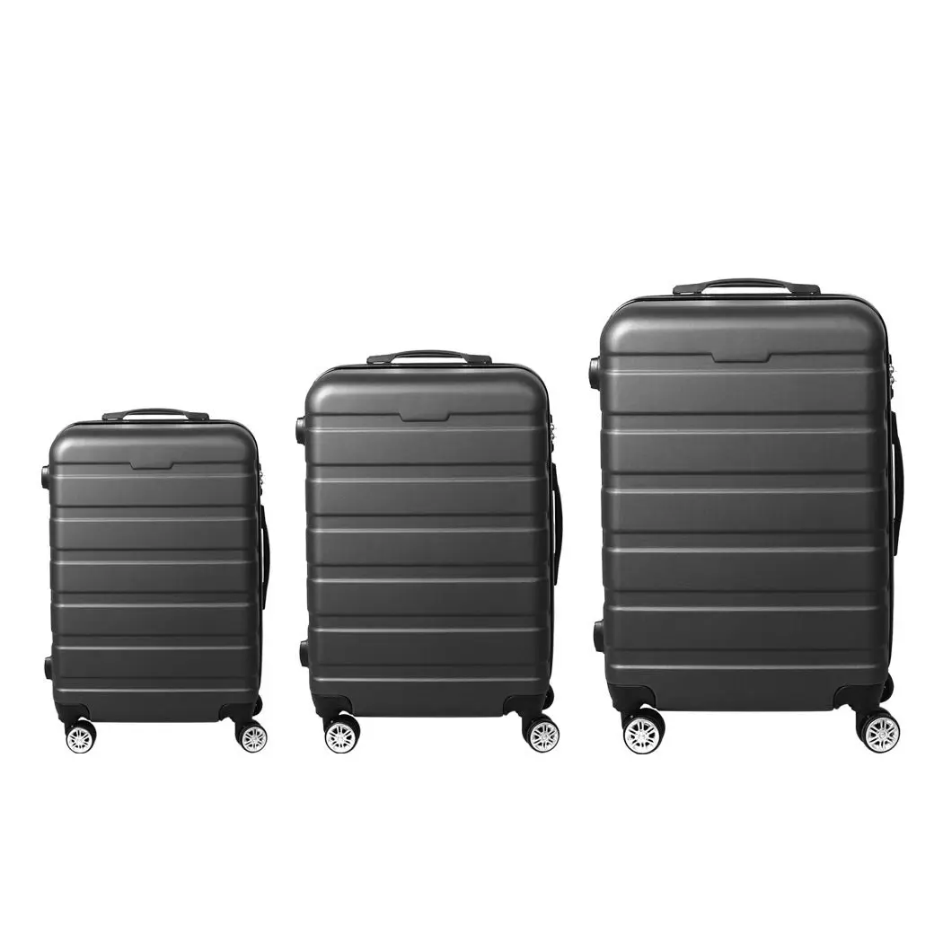 Slimbridge 3PC Luggage sets Suitcase 20" 24" 28" Travel TSA Hard Case Dark Grey