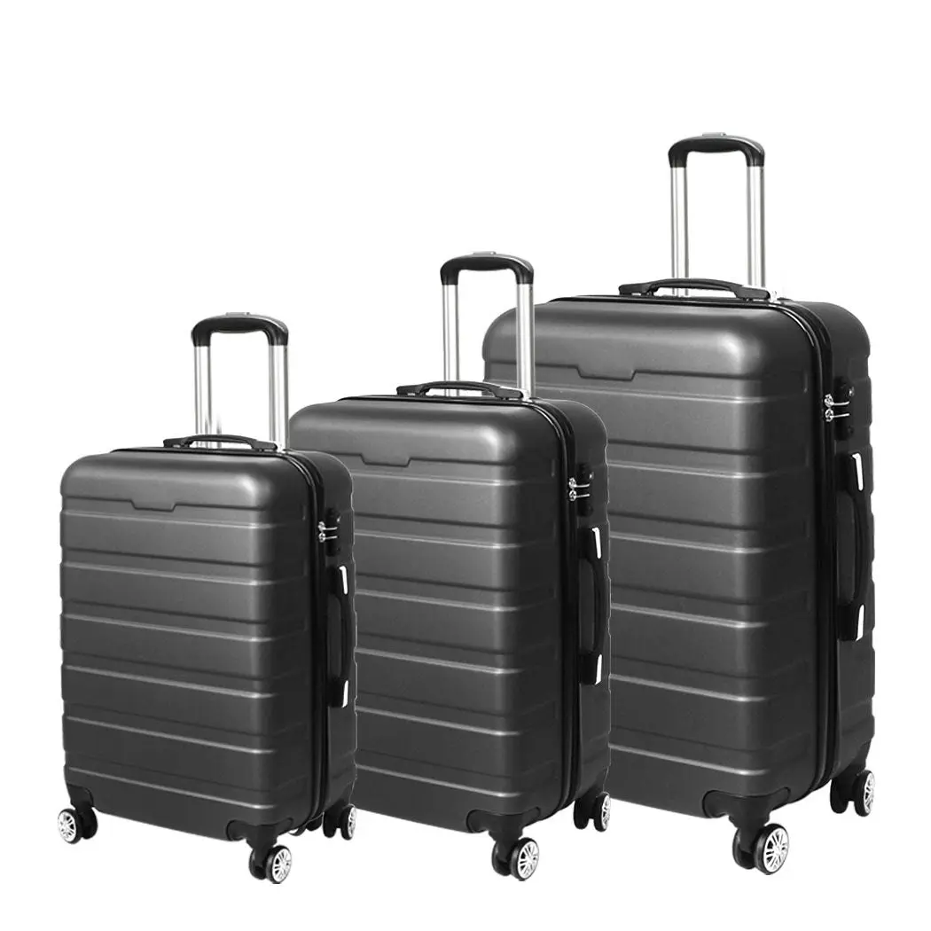 Slimbridge 3PC Luggage sets Suitcase 20" 24" 28" Travel TSA Hard Case Dark Grey