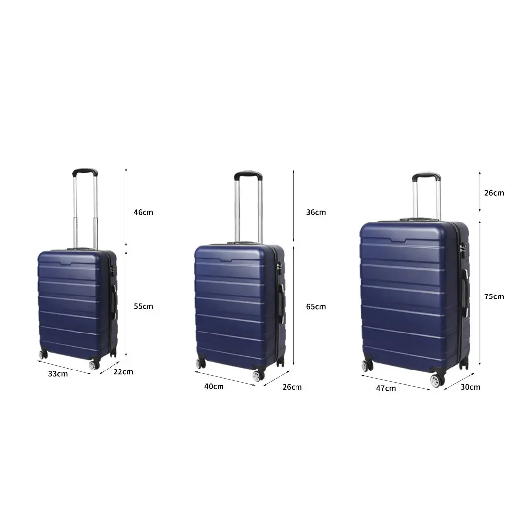 Slimbridge 3PC Luggage sets Suitcase 20" 24" 28" Set Travel TSA Hard Case Navy