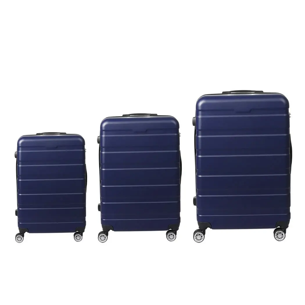 Slimbridge 3PC Luggage sets Suitcase 20" 24" 28" Set Travel TSA Hard Case Navy