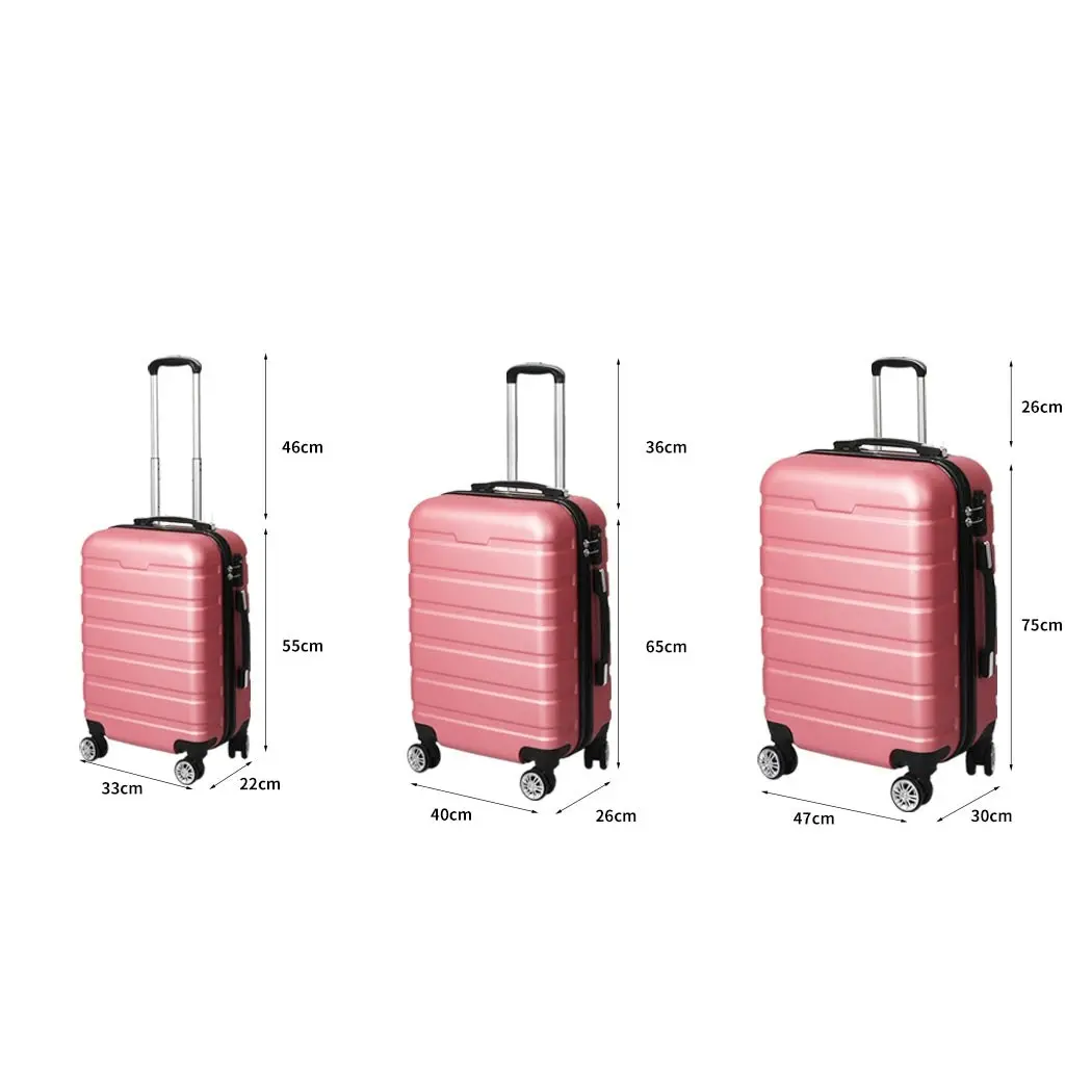 Slimbridge 3PC Luggage sets Suitcase 20" 24" 28" Travel TSA Hard Case Rose Gold