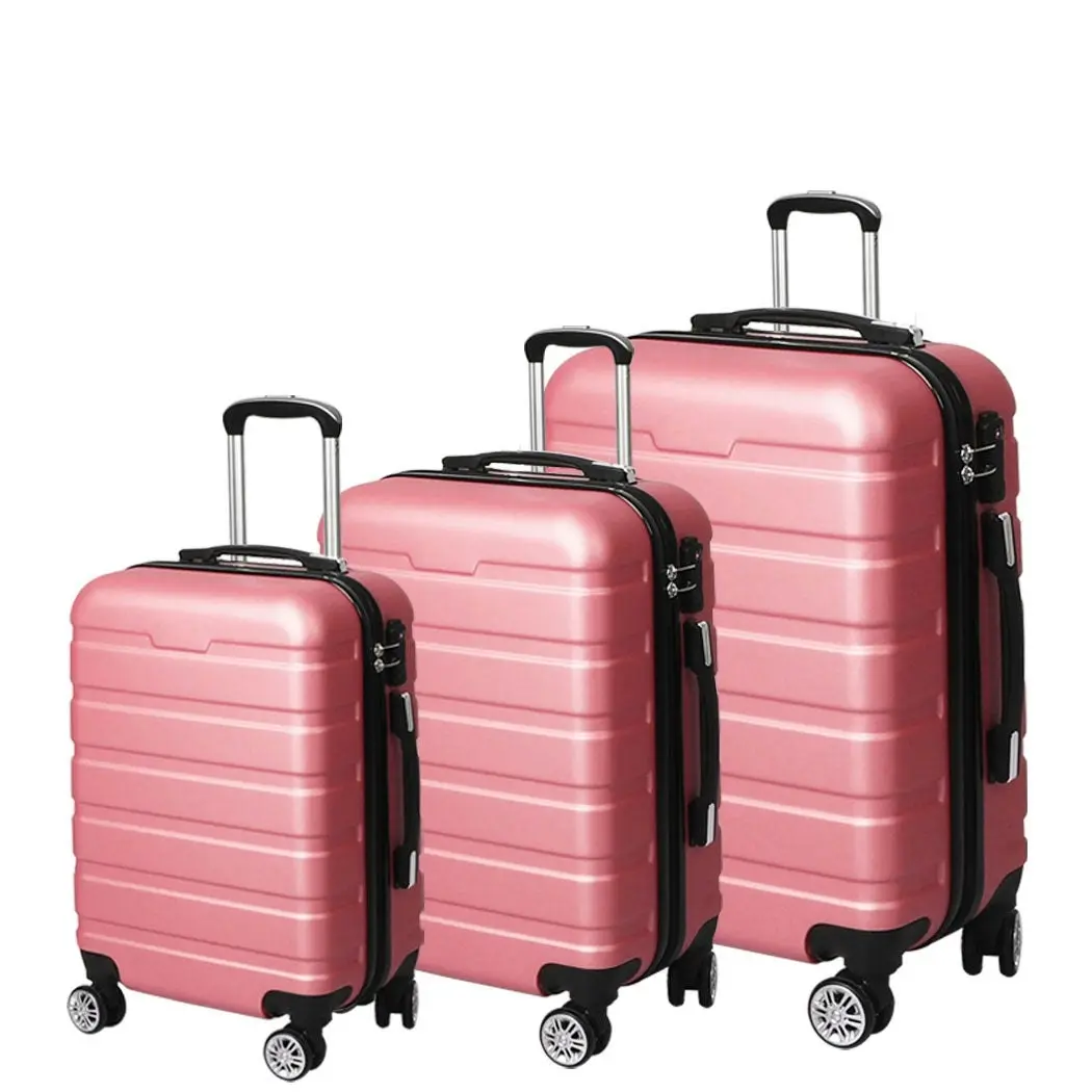 Slimbridge 3PC Luggage sets Suitcase 20" 24" 28" Travel TSA Hard Case Rose Gold