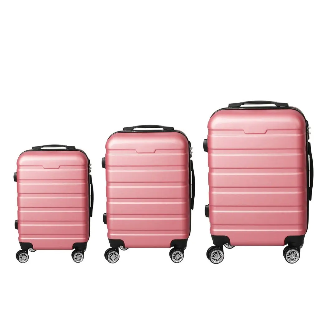 Slimbridge 3PC Luggage sets Suitcase 20" 24" 28" Travel TSA Hard Case Rose Gold