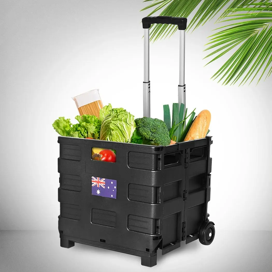 Traderight Group  Foldable Shopping Cart Trolley Pack & Roll Folding Grocery Basket Crate Portable