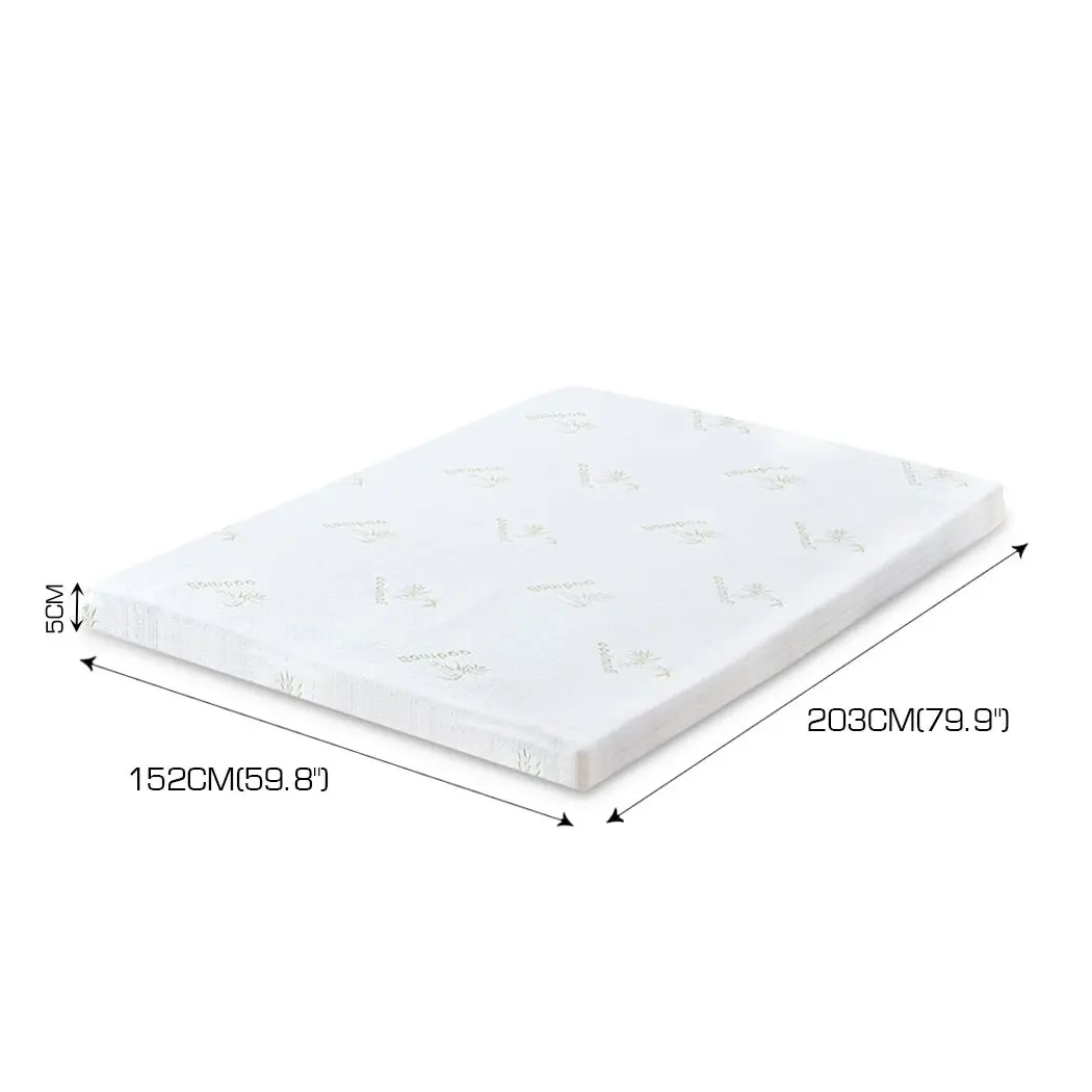 Dreamz 5cm Thickness Cool Gel Memory Foam Mattress Topper Bamboo Fabric Queen