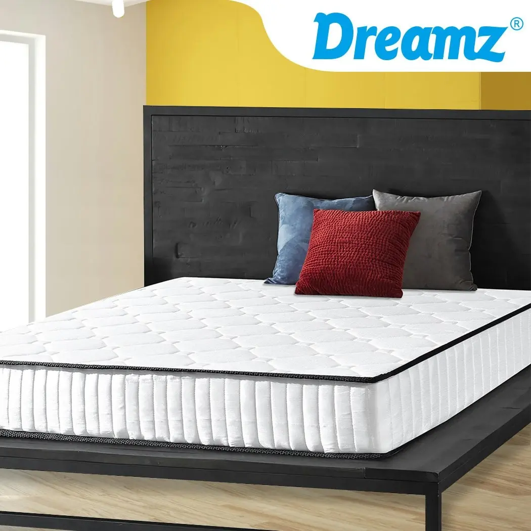 Dreamz Spring Mattress Bed Pocket Tight Top Foam Medium Firm Single Size 20CM