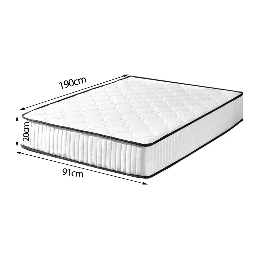 Dreamz Spring Mattress Bed Pocket Tight Top Foam Medium Firm Single Size 20CM