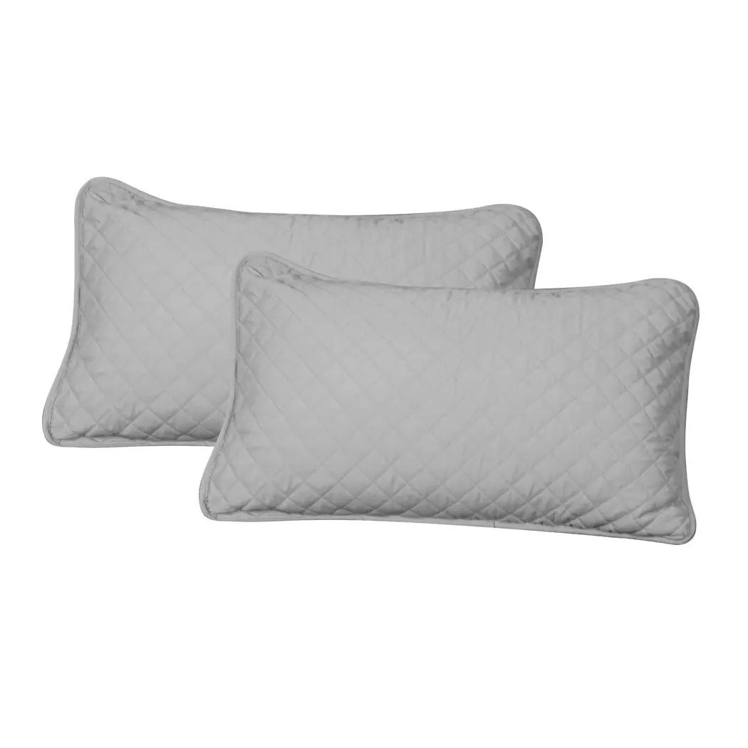 Dreamz Bedspread Coverlet Set Quilted Blanket Soft Pillowcases King Grey