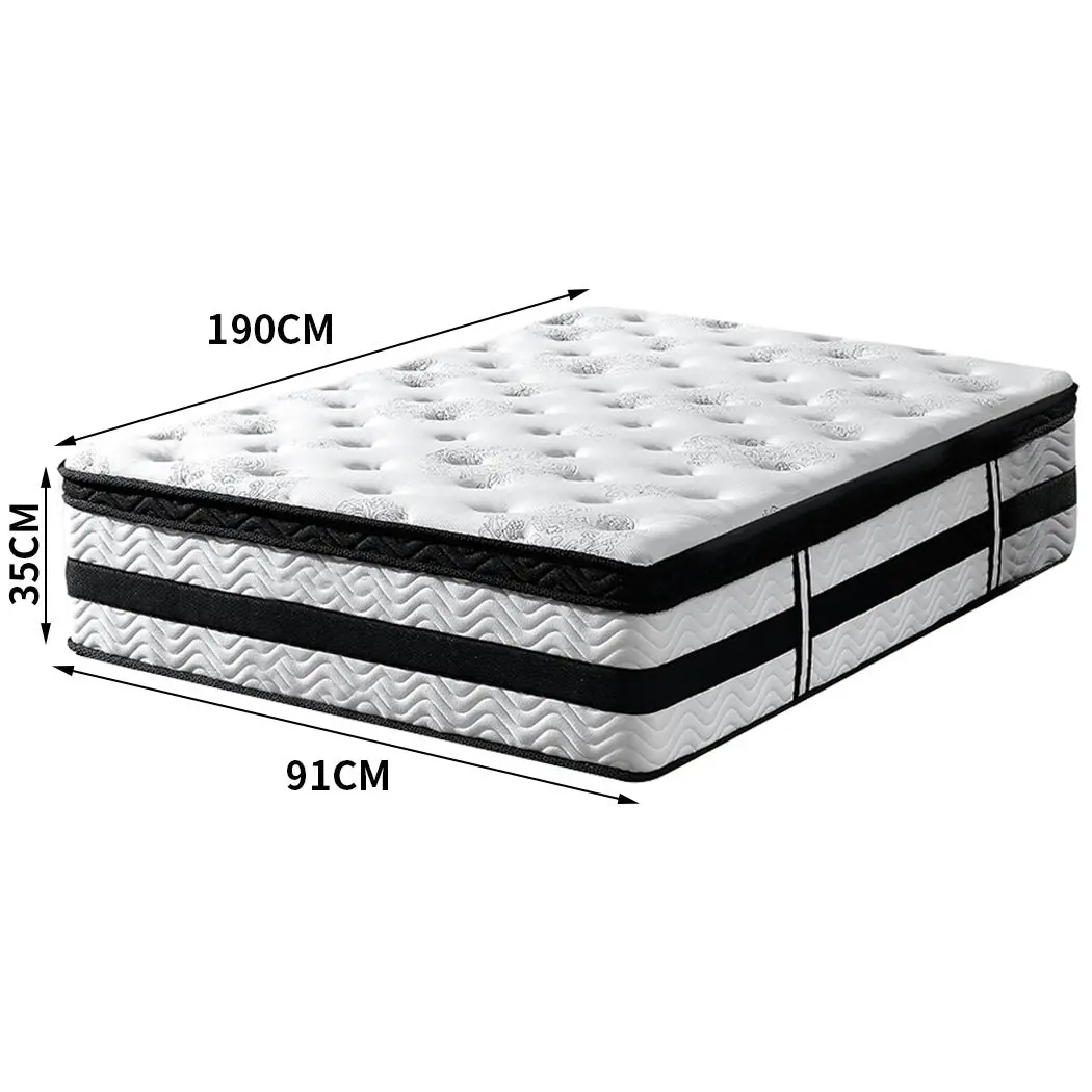 Dreamz Spring Mattress Bed Pocket Egg Crate Foam Medium Firm Single Size 35CM