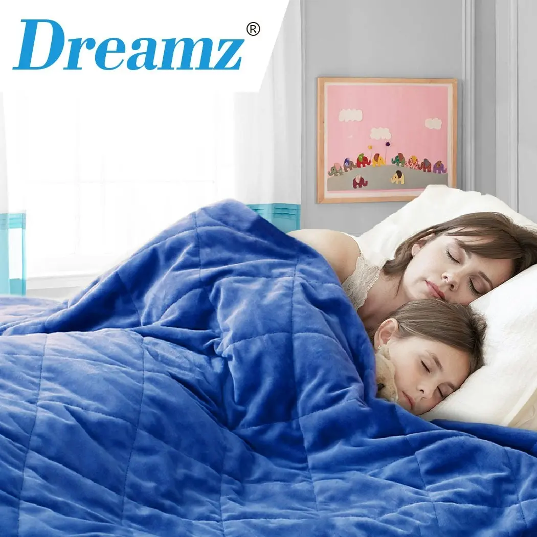 Dreamz Weighted Blanket Adults Anti Anxiety Deep Relax Gravity 7KG Royal Blue