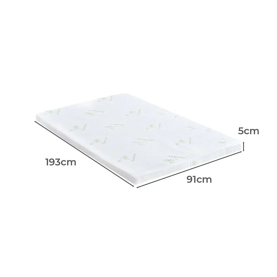 Dreamz 5cm Thickness Cool Gel Memory Foam Mattress Topper Bamboo Fabric Single