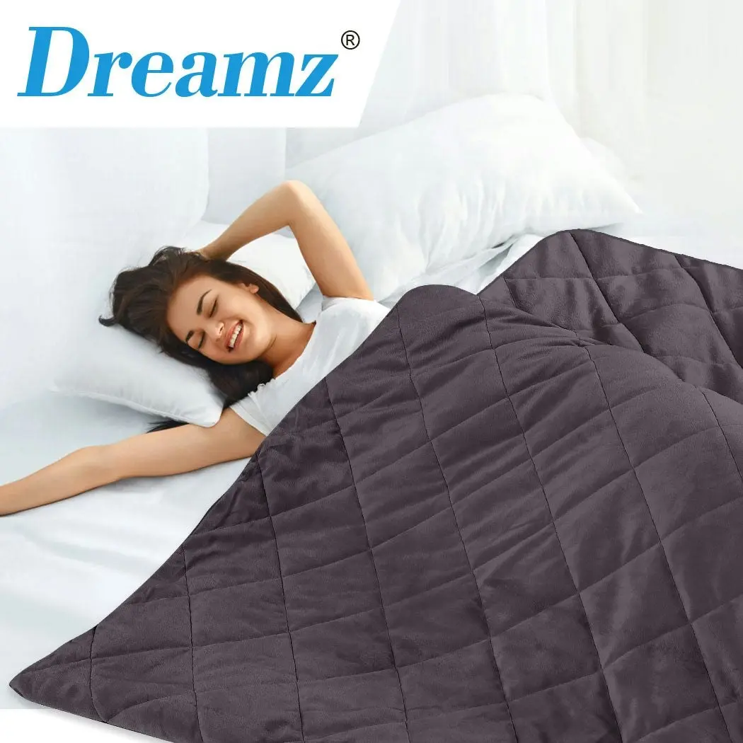 Dreamz 5KG Weighted Blanket Promote Deep Sleep Anti Anxiety Single Dark Grey