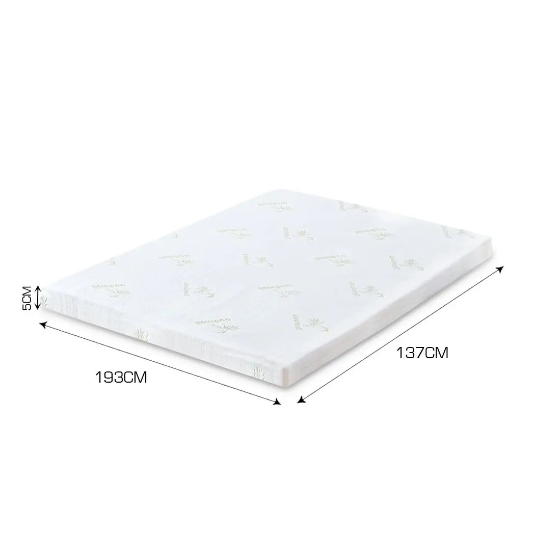 Dreamz 5cm Thickness Cool Gel Memory Foam Mattress Topper Bamboo Fabric Double