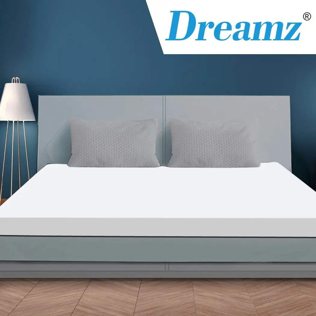 Dreamz 7cm Memory Foam Bed Mattress Topper Polyester Underlay Cover King