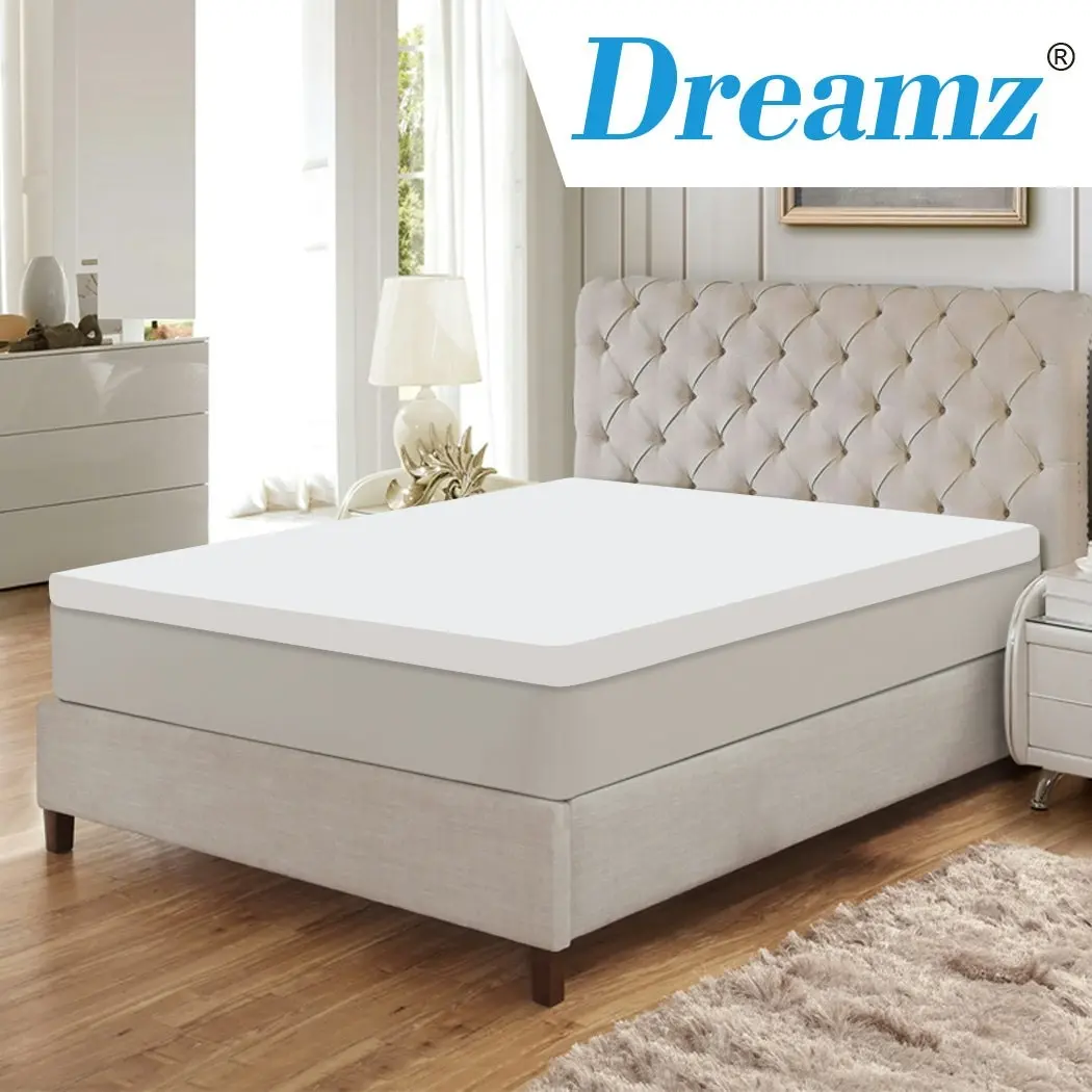 Dreamz 7cm Memory Foam Bed Mattress Topper Polyester Underlay Cover King Single