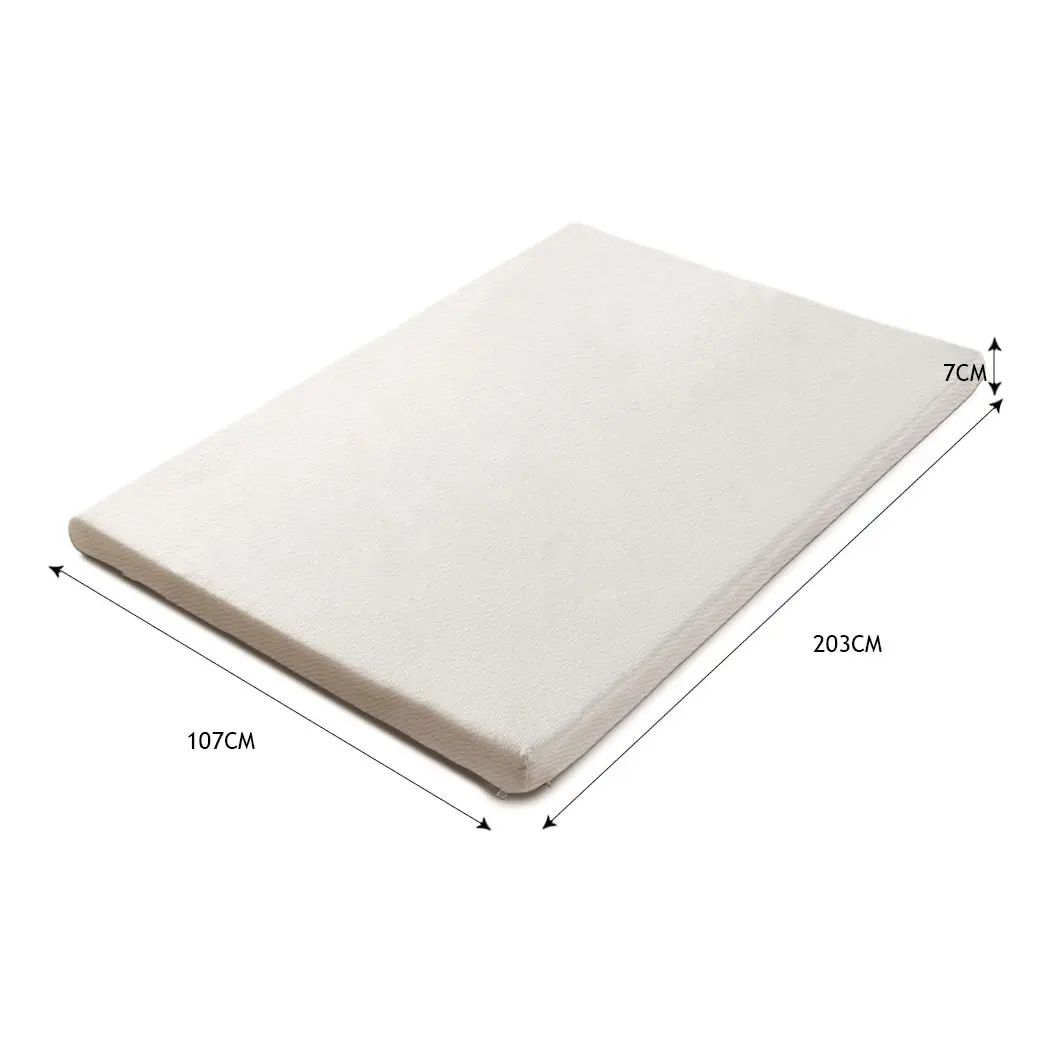 Dreamz 7cm Memory Foam Bed Mattress Topper Polyester Underlay Cover King Single