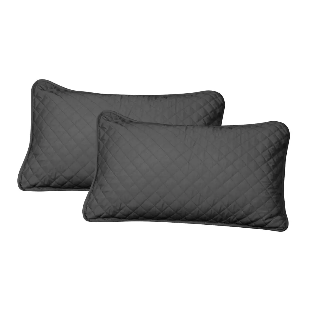 Dreamz Bedspread Coverlet Set Quilted Blanket Soft Pillowcases Queen Dark Grey