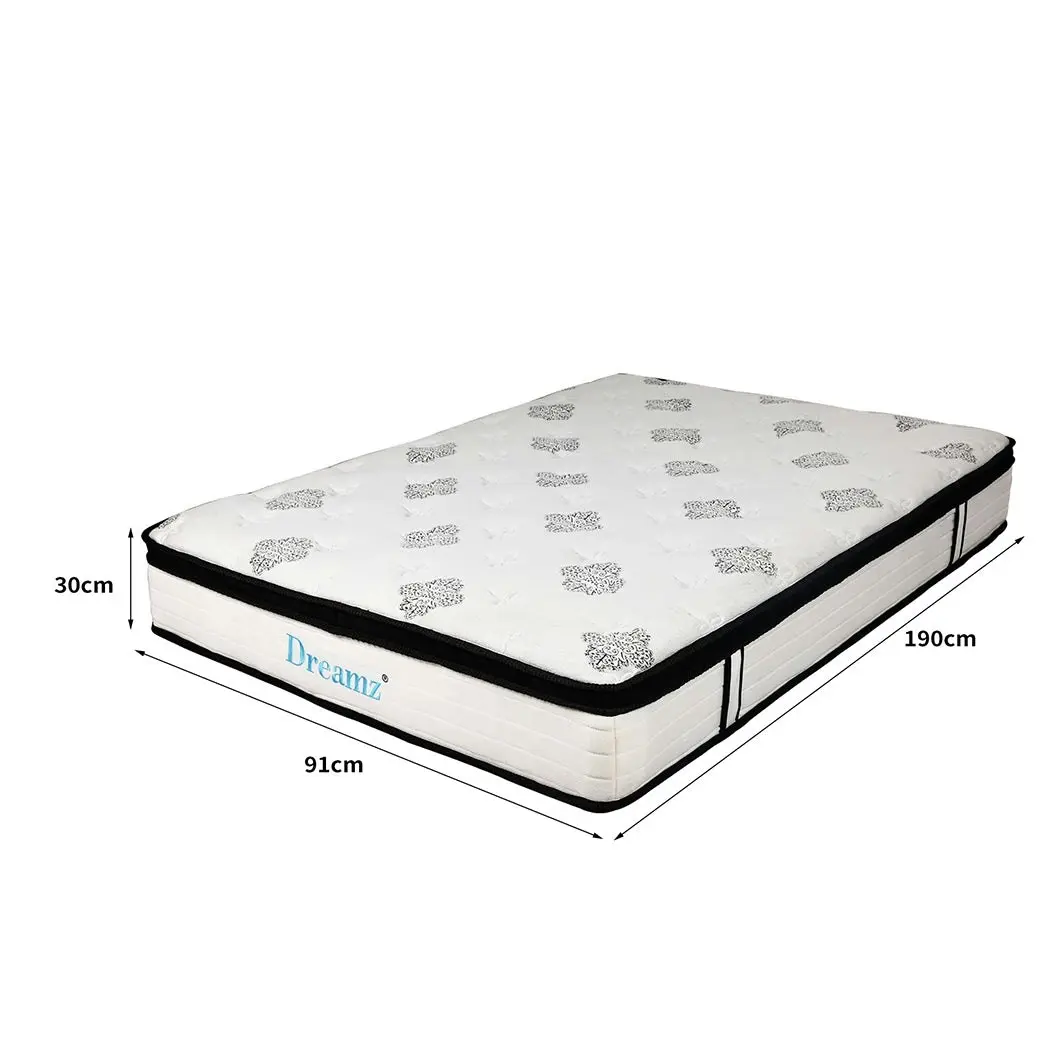 Dreamz Bedding Mattress Spring Single Size Premium Bed Top Foam Medium Firm 30CM