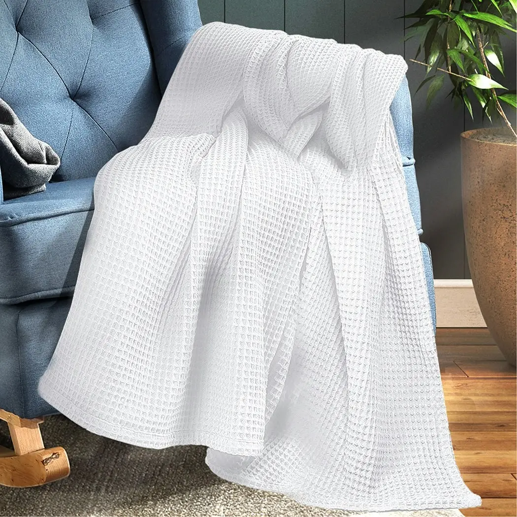 Dreamz Throw Blanket Cotton Waffle Blankets Soft Warm Large Sofa Bed Rugs Double