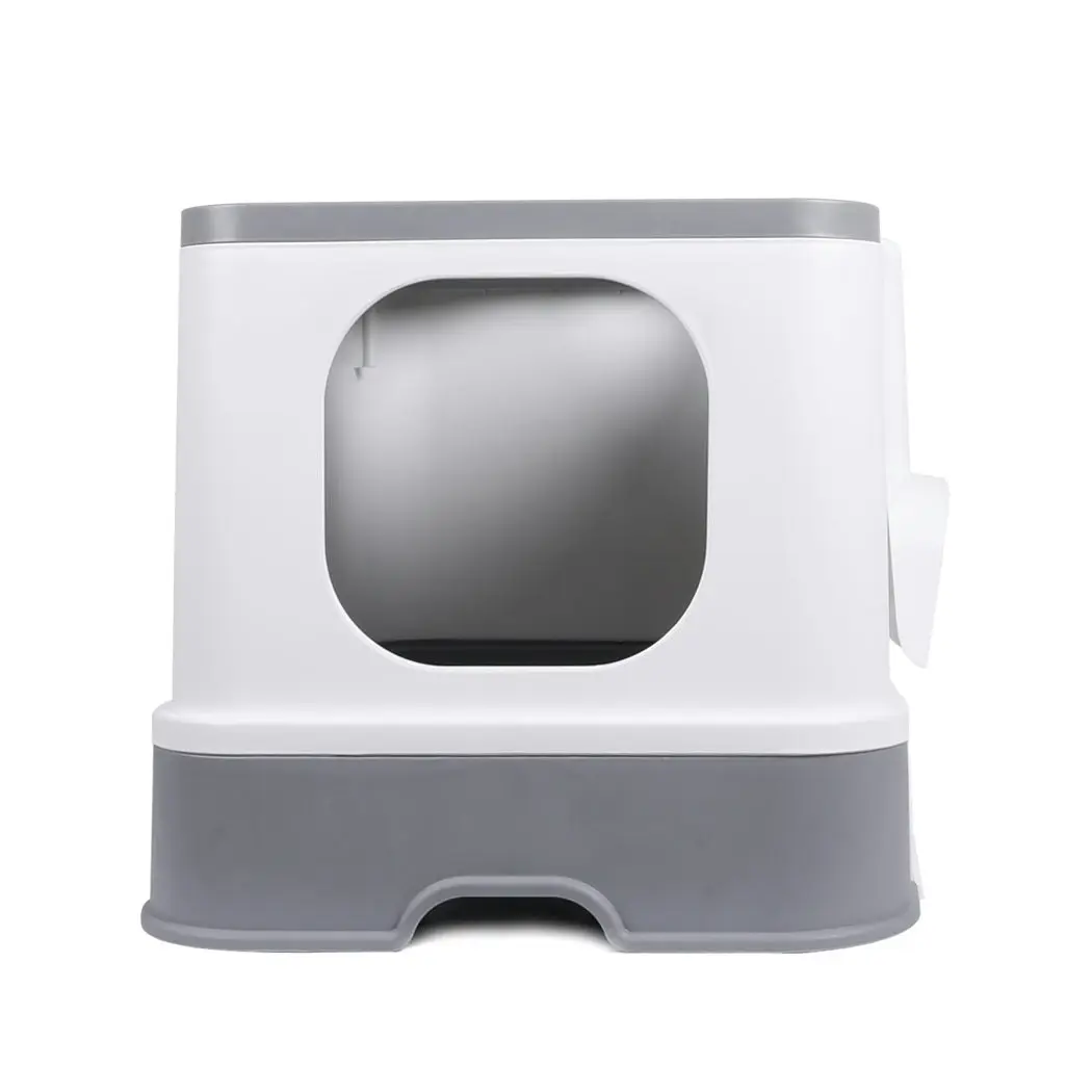 Pawz Cat Litter Box Fully Enclosed Kitty Toilet Tray Pan Container Large Grey