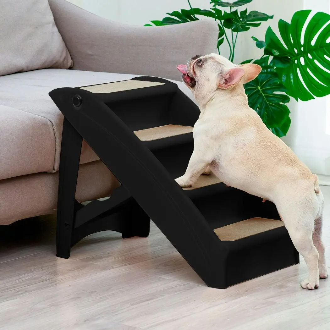 Pawz Pet Ramp Indoor Dog Steps Stair Portable Foldable Ladder For Bed Sofa Black