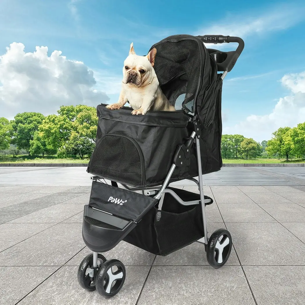 Pawz Large Pet Stroller Dog Cat Carrier Travel Pushchair Foldable Pram 3 Wheels