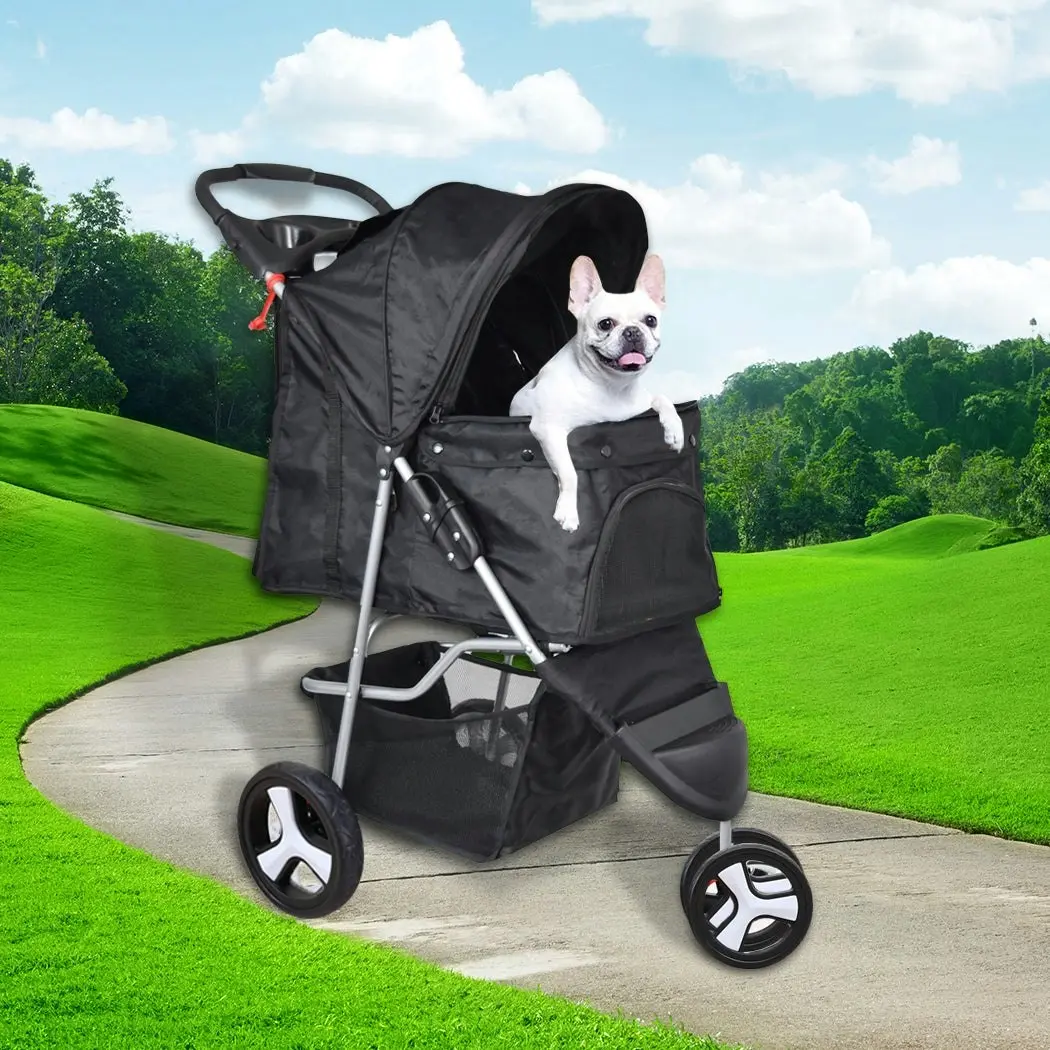 Pawz Large Pet Stroller Dog Cat Carrier Travel Pushchair Foldable Pram 3 Wheels