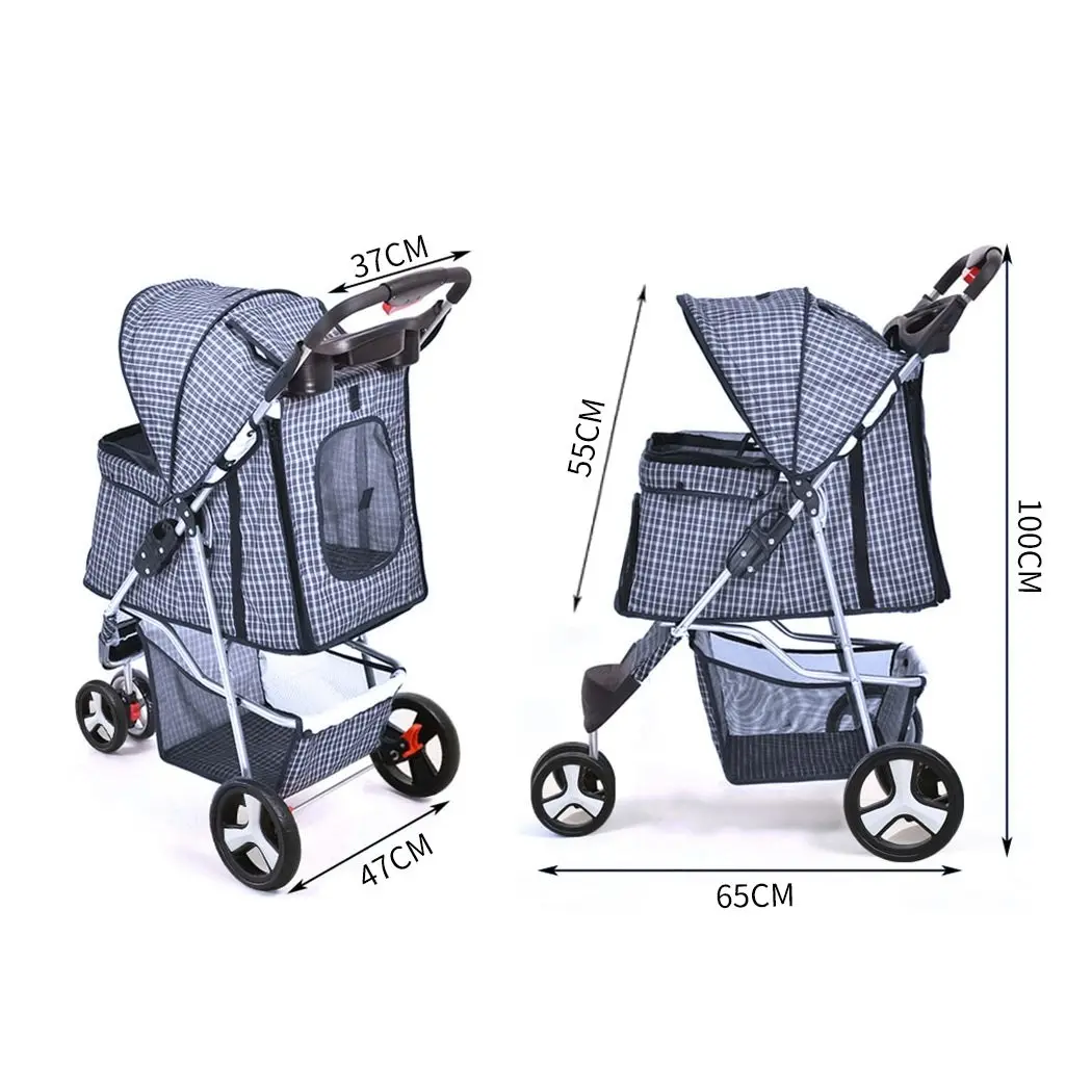 Pawz Large Pet Stroller Dog Cat Carrier Travel Pushchair Foldable Pram 3 Wheels