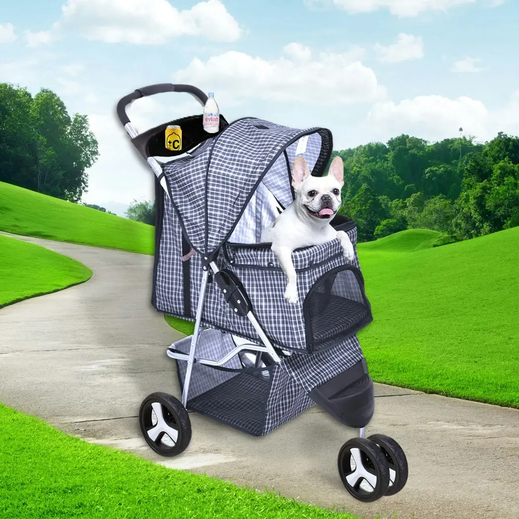 Pawz Large Pet Stroller Dog Cat Carrier Travel Pushchair Foldable Pram 3 Wheels