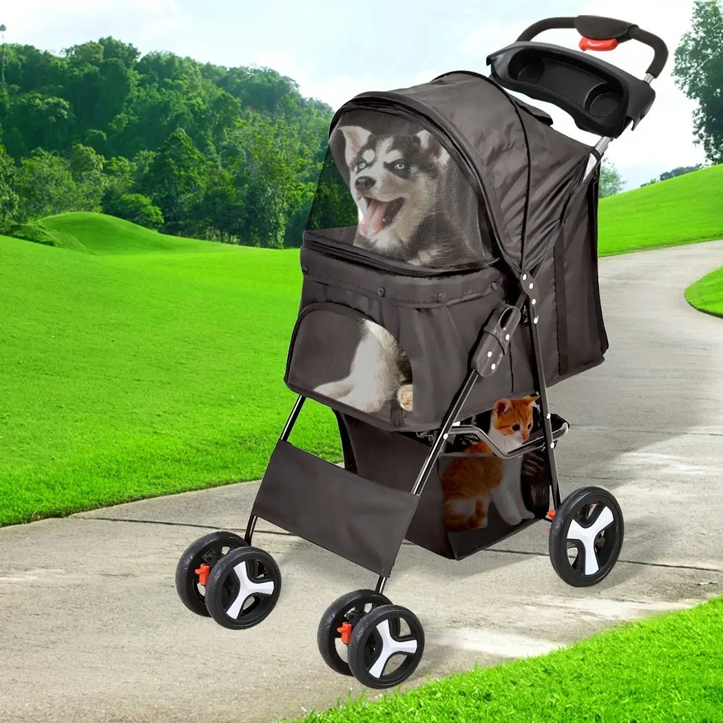 Pawz 4 Wheels Pet Stroller Dog Cat Cage Puppy Pushchair Travel Walk Carrier Pram