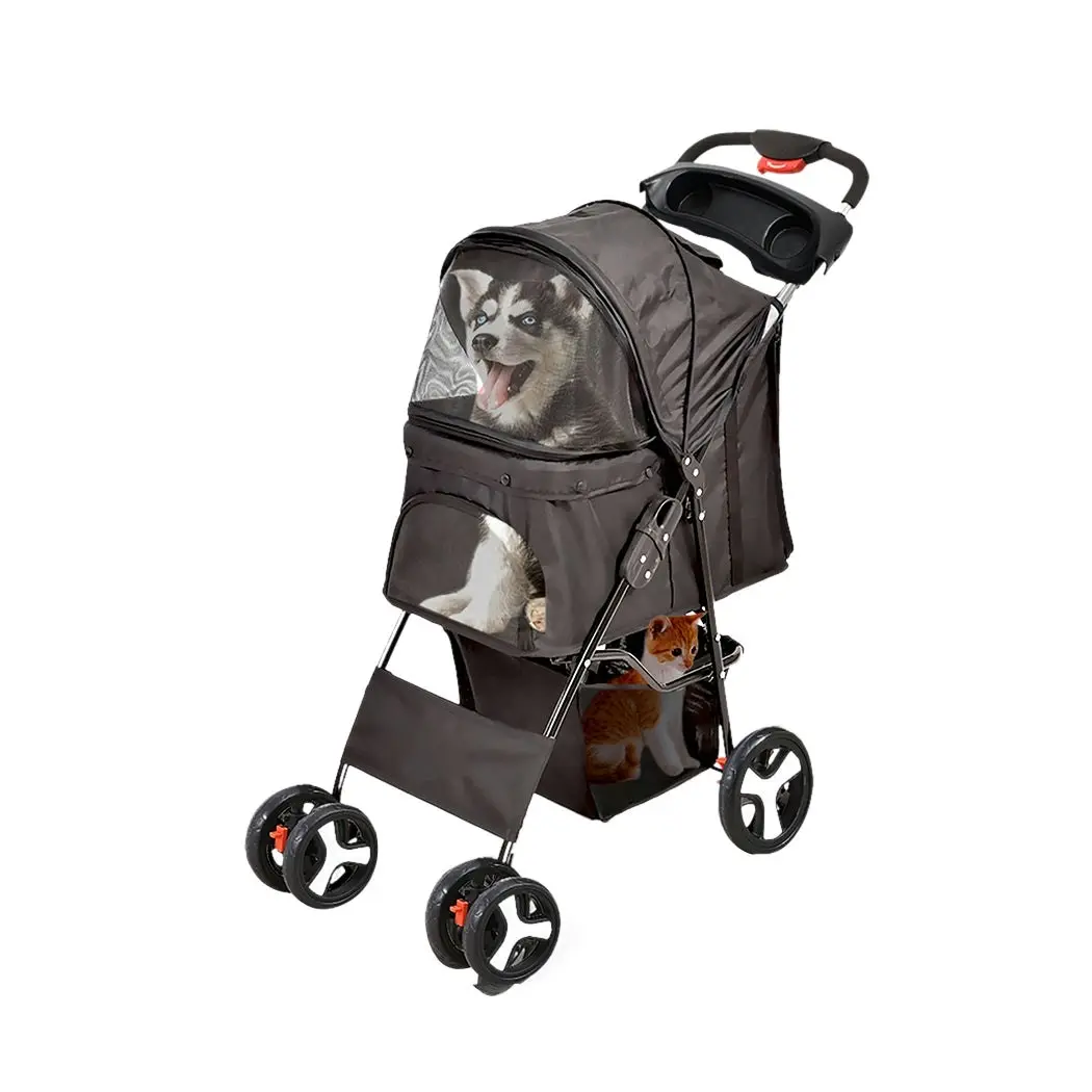 Pawz 4 Wheels Pet Stroller Dog Cat Cage Puppy Pushchair Travel Walk Carrier Pram