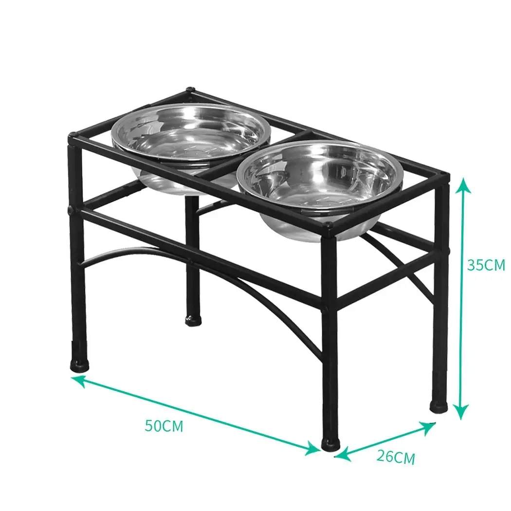 Pawz Dual Elevated Pet Dog Puppy Feeder Bowl Stainless Steel Food Water Stand