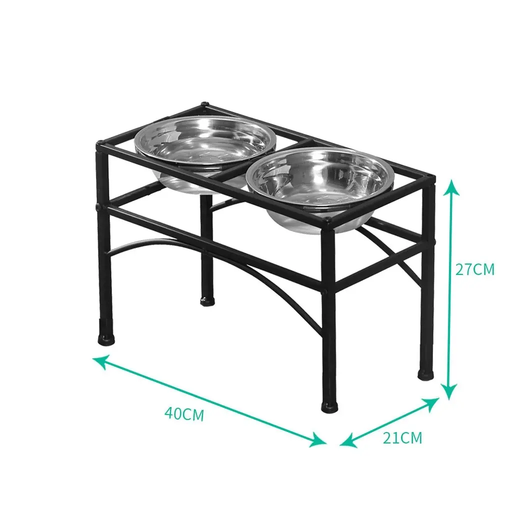 Pawz Dual Elevated Raised Pet Dog Feeder Bowl Stainless Steel Food Water Stand