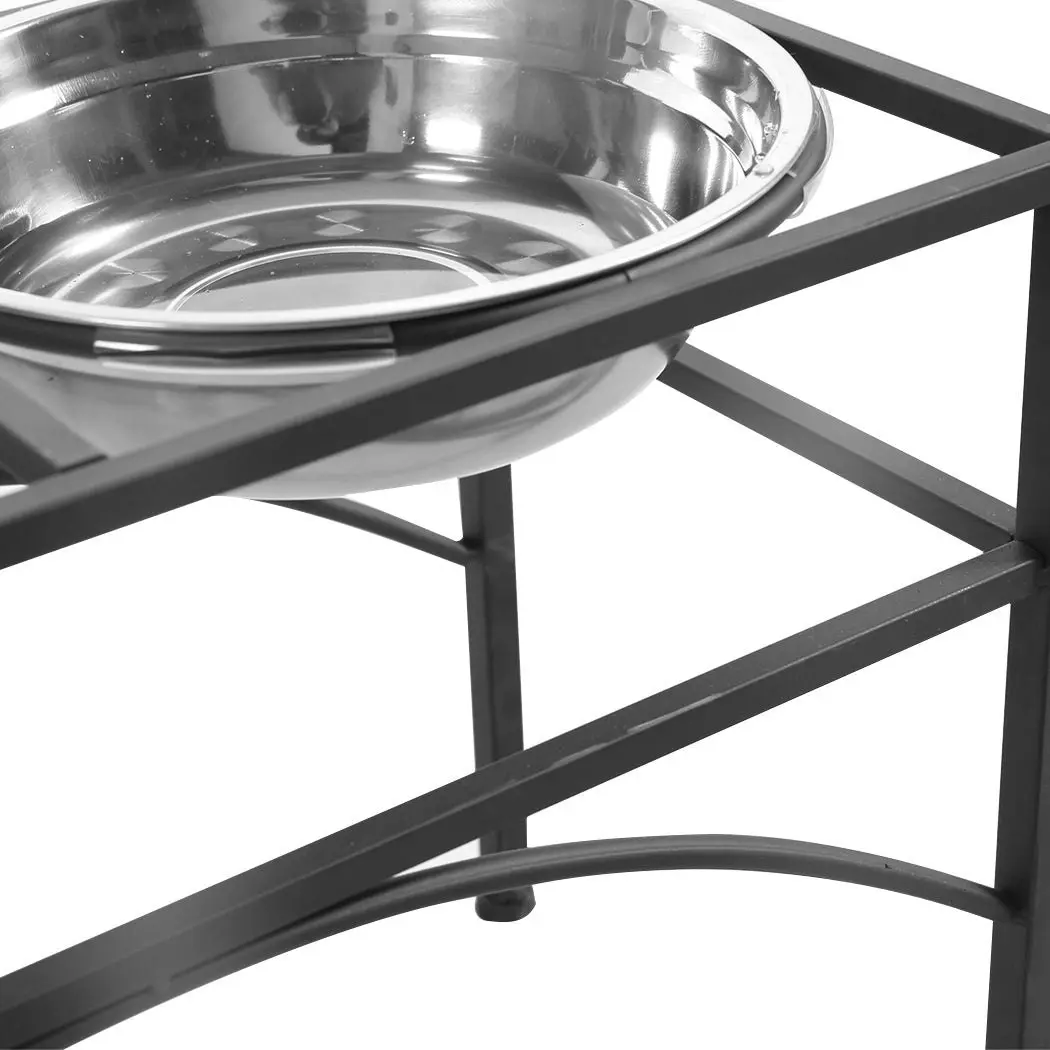 Pawz Dual Elevated Raised Pet Dog Feeder Bowl Stainless Steel Food Water Stand