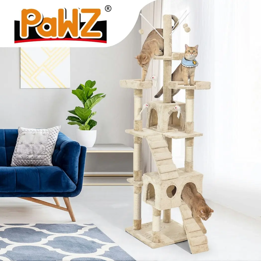 Pawz Cat Tree Scratching Post Scratcher Tower Condo House Furniture Cream 210cm