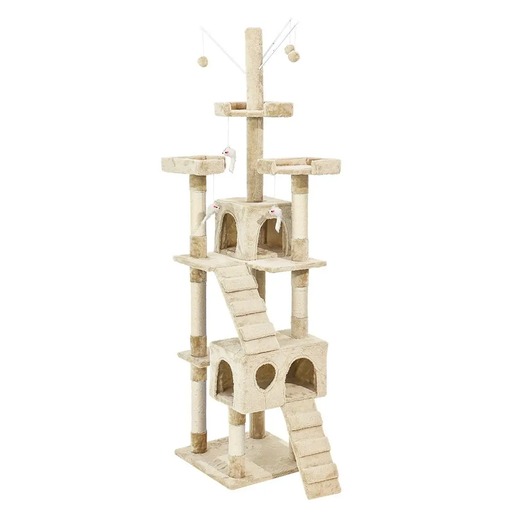 Pawz Cat Tree Scratching Post Scratcher Tower Condo House Furniture Cream 210cm